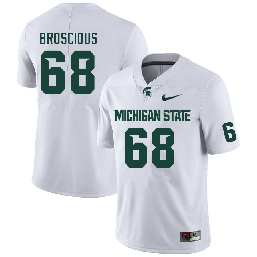 Men #68 Gavin Broscious Michigan State Spartans College Football Jerseys Sale-White
